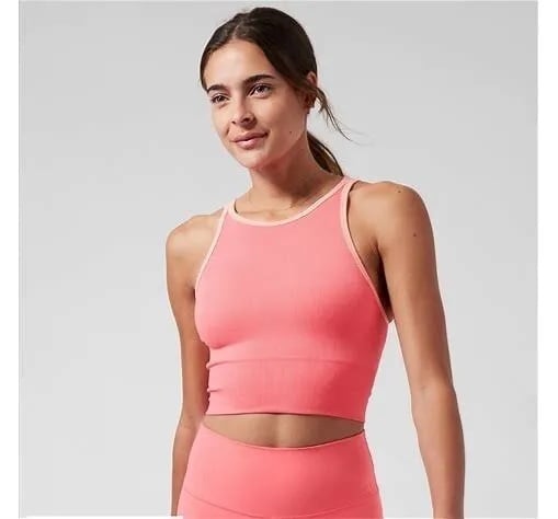 Athleta Pink Aurora High Neck Crop Tank size Medium