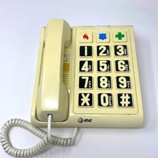 Vintage AT&T Big Button Corded Phone White 1993 Emergency Buttons Model PL3004P