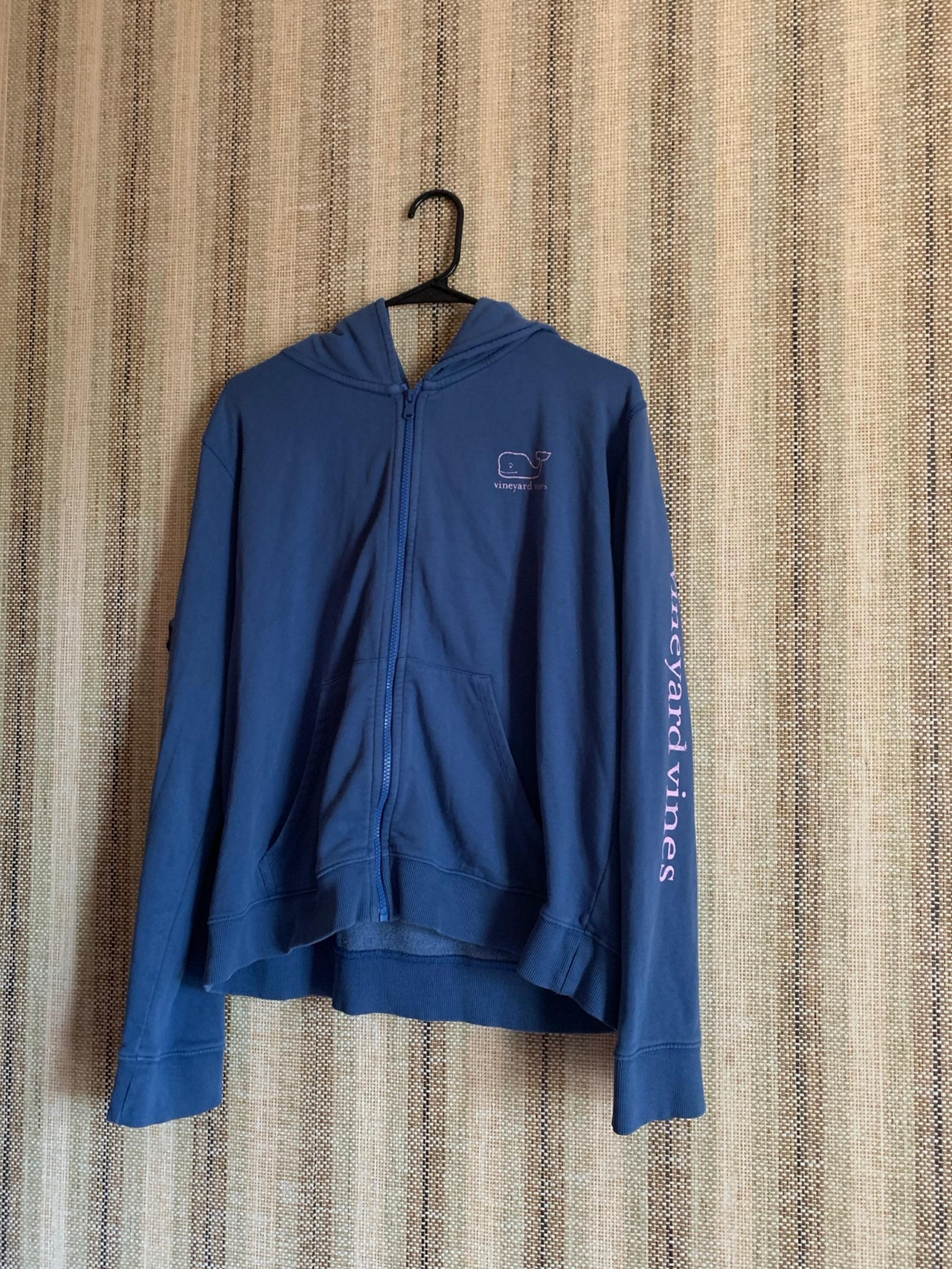 Vineyard Vine Zipper Hoodie Sweatshirt Jacket Lightweight Blue Women size XL