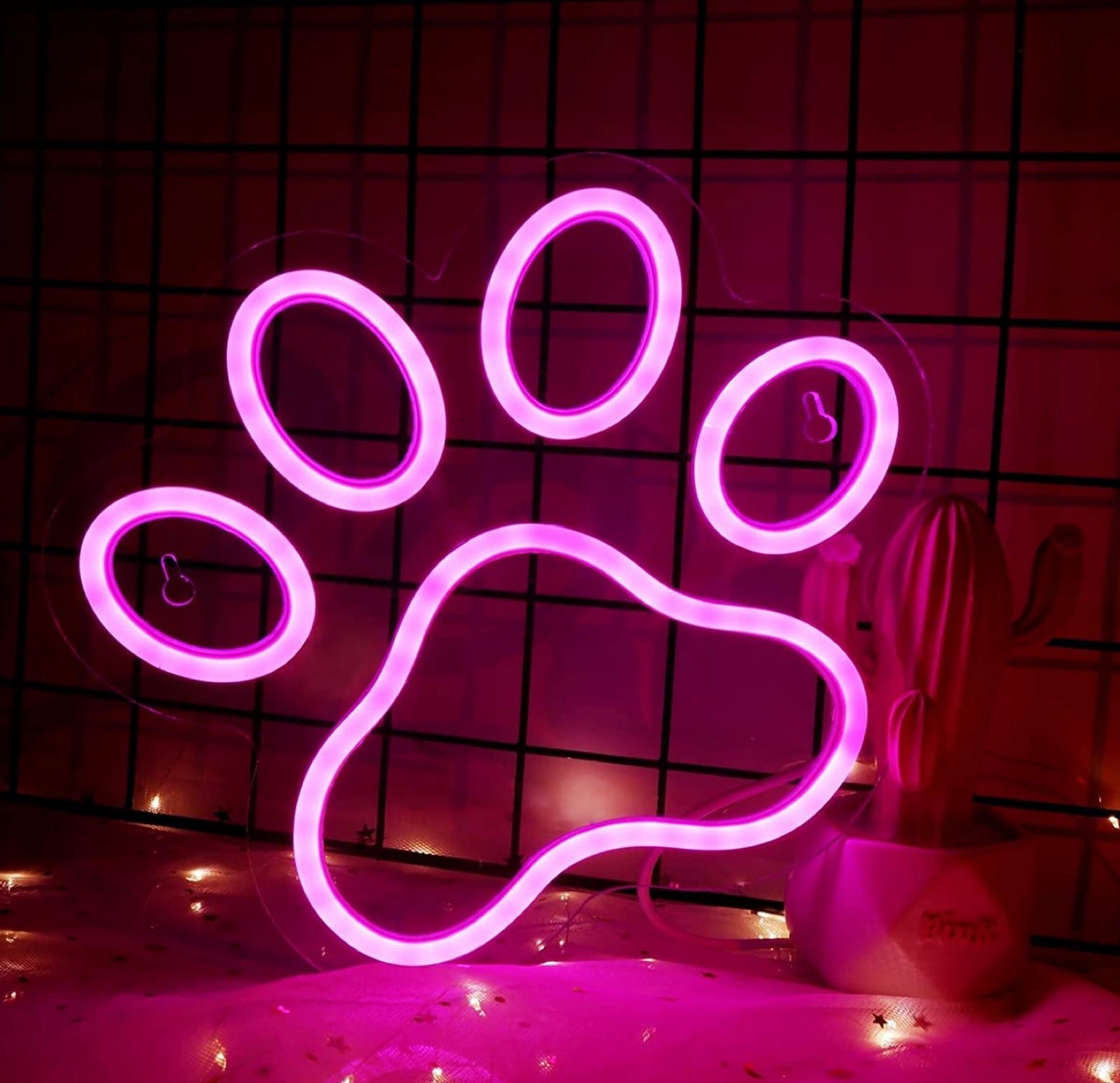 Super Cute Pink Puppy Dog Paw LED Night Light Room Wall Decor