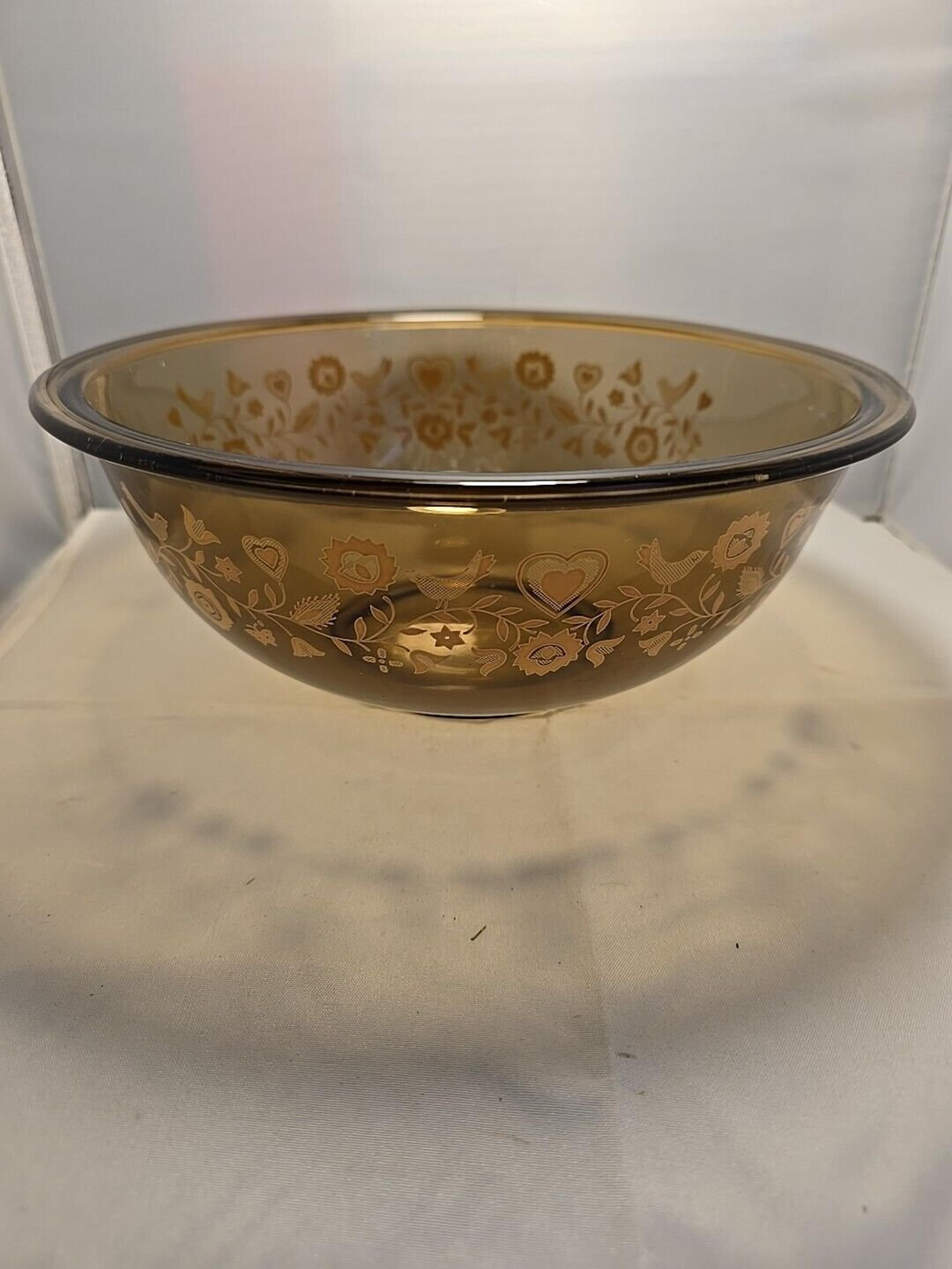 Vintage Pyrex Brown/Amber Clear Mixing/Nesting Bowl Festive Harvest #323 1.5 L
