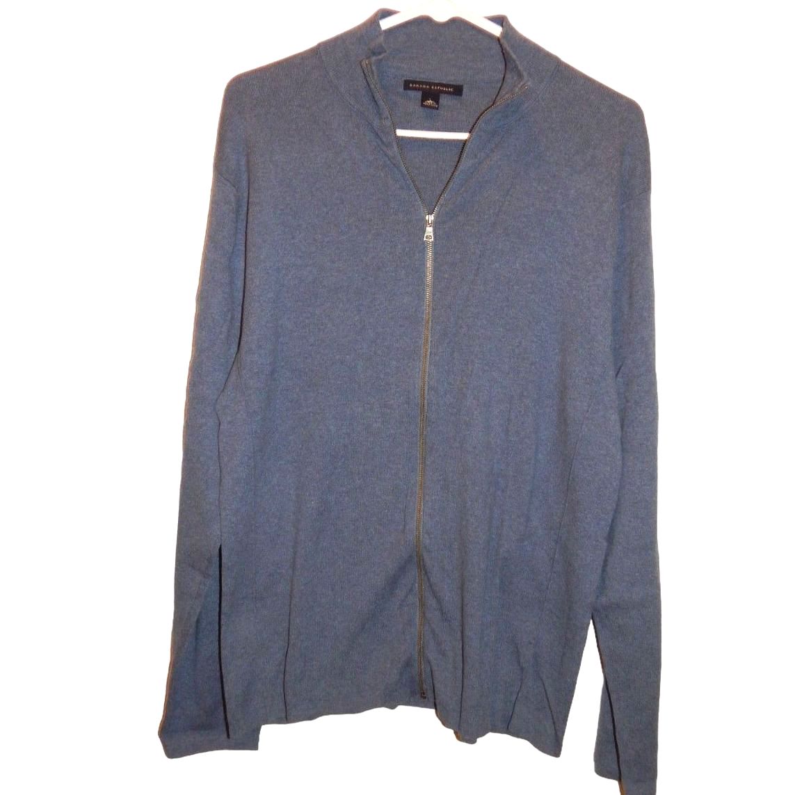 BANANA REPUBLIC men's large thin powder blue full zip cardigan sweater jacket
