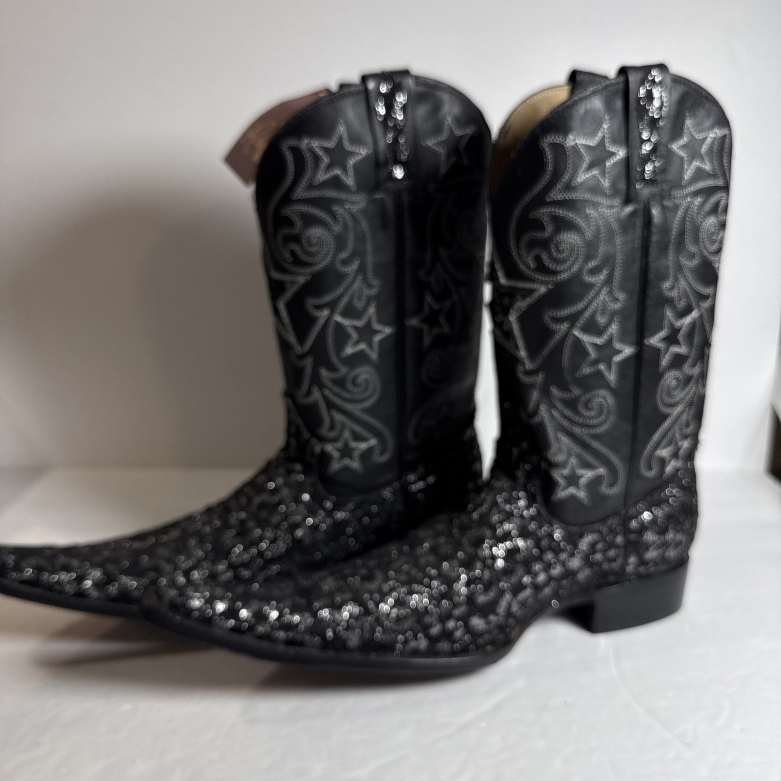 Rodeo Bravo Black Floral Sequence 14 Inch Long Toe men's size 8 NEW