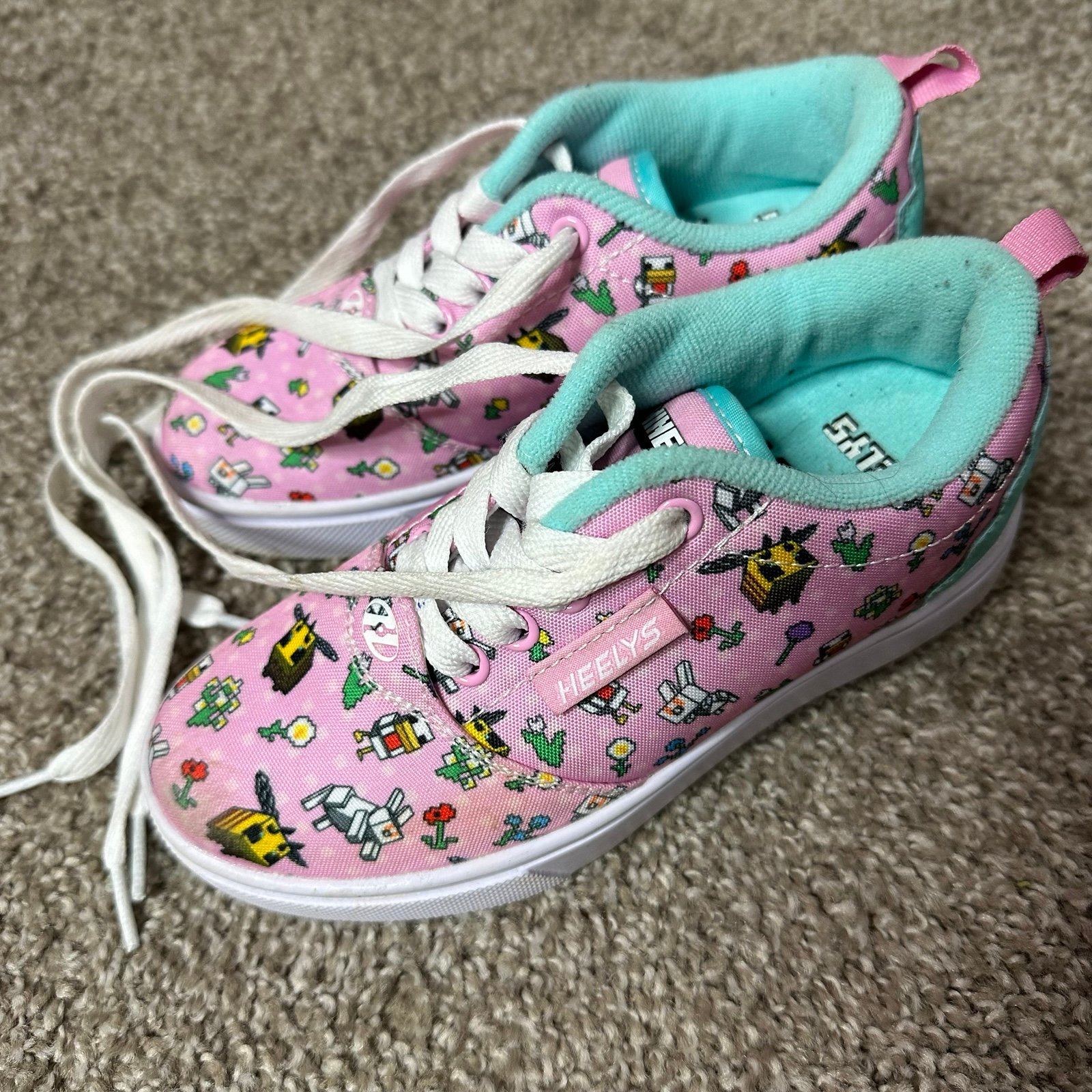 Heelys Kids Pink Patterned Shoes Minecraft