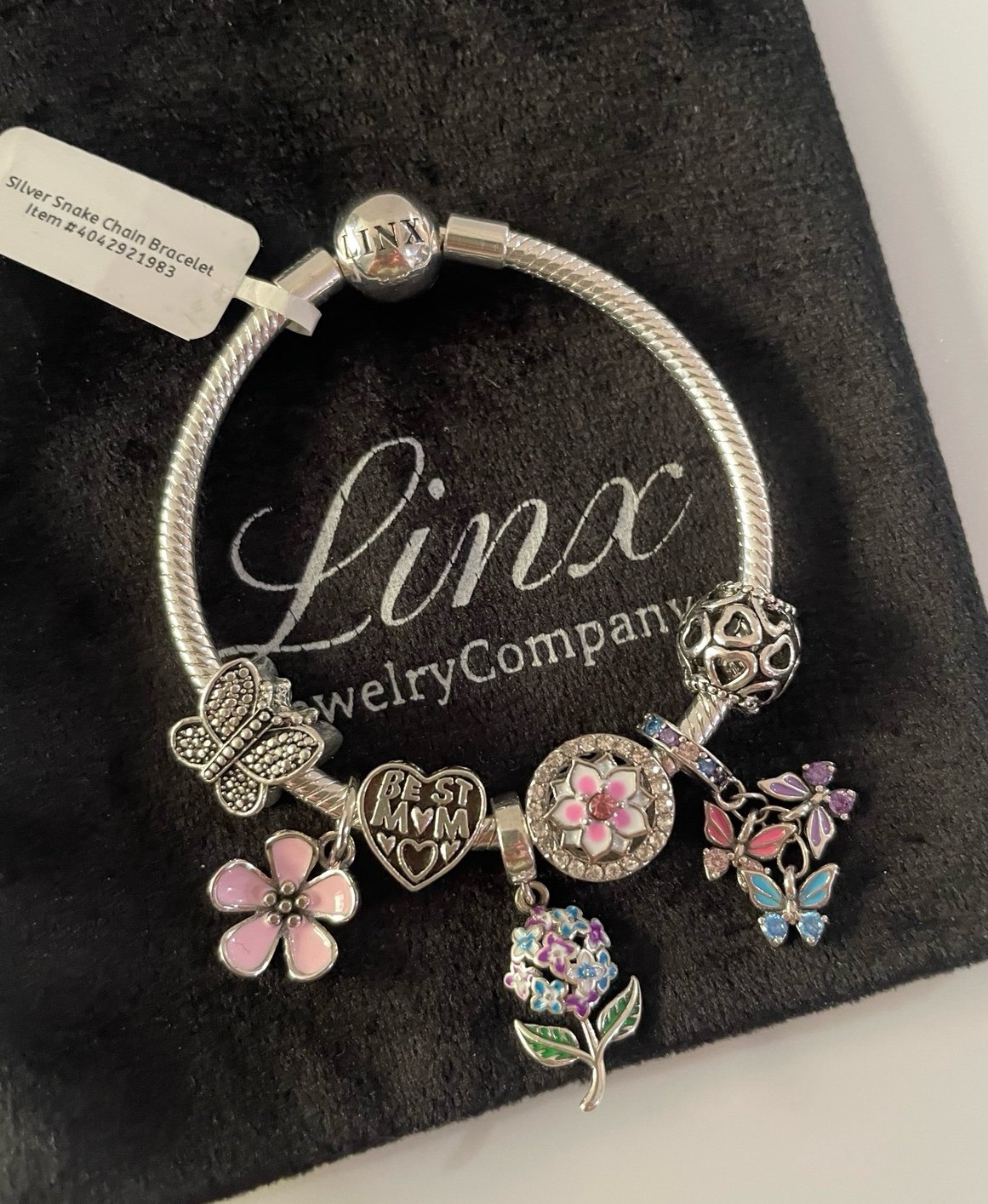 Linx Snake Chain Bracelet with Mom Themed Charms