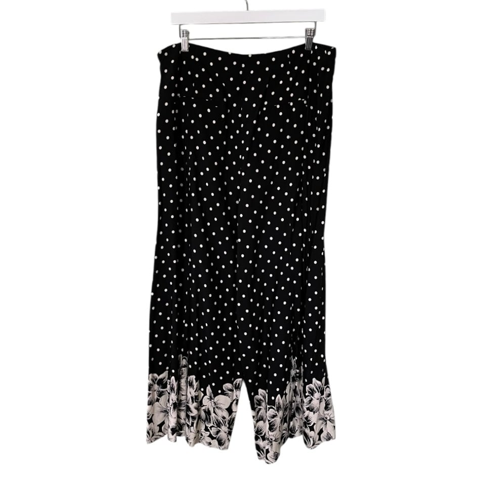 Anthropologie Ett:twa Chesapeake Polka Dot Floral Wide Leg Pants Black White 16