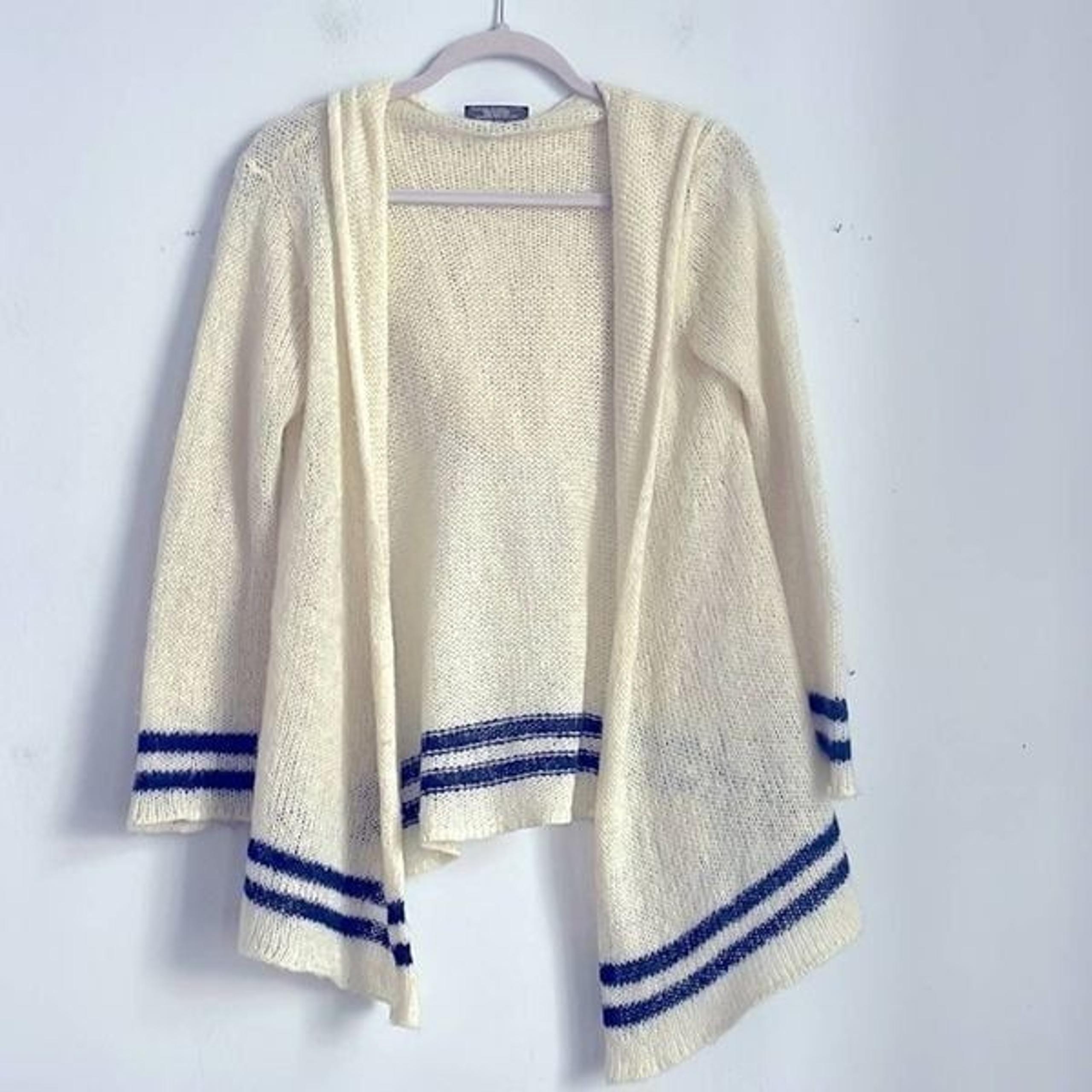 Wooden Ships mohair wool blend open front loose knit hooded cardigan sweater S/M