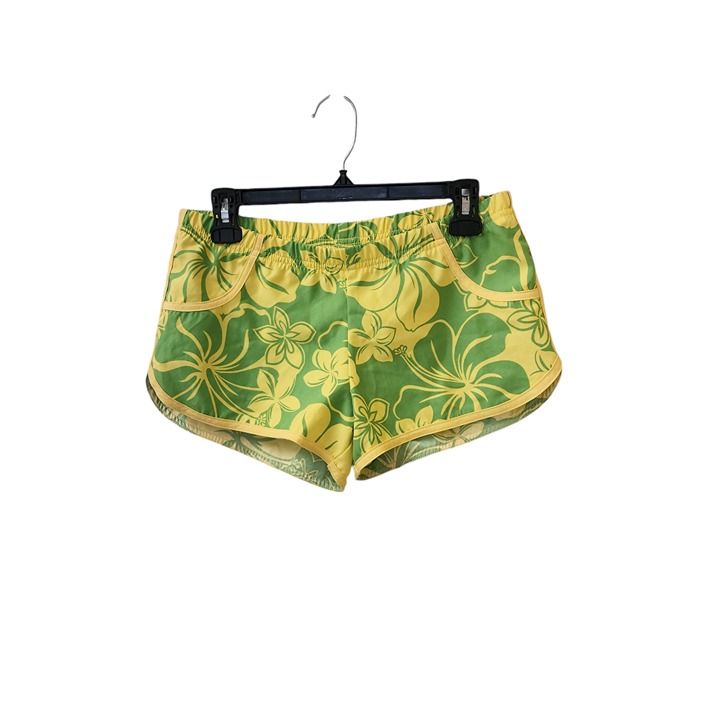 Billabong Green Yellow Floral Tropical Board Swim Beach Shorts Women's Medium