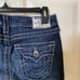 Y2K 2000s Bedazzled White Embroidered True Religion Blue Acid Wash Denim Jeans