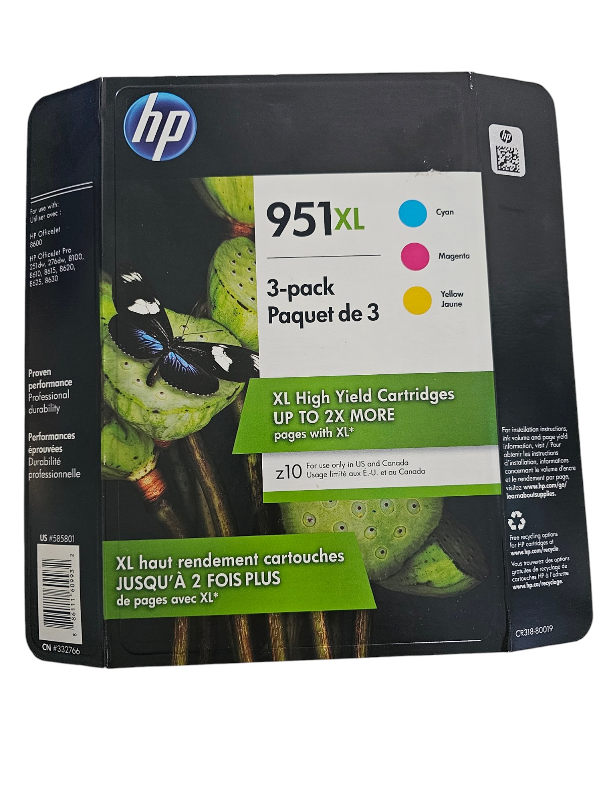 HP 951XL Tricolor 3-Pack CR318BN Ink Magenta, Yellow & Cyan OEM Genuine