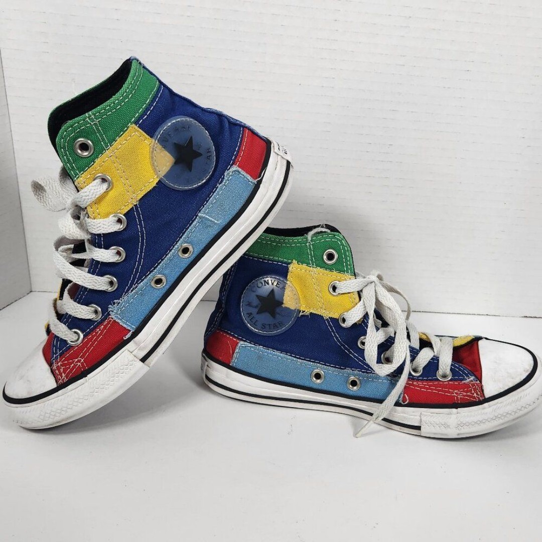 Converse color block multi color high top sneakers youth kids size 2
