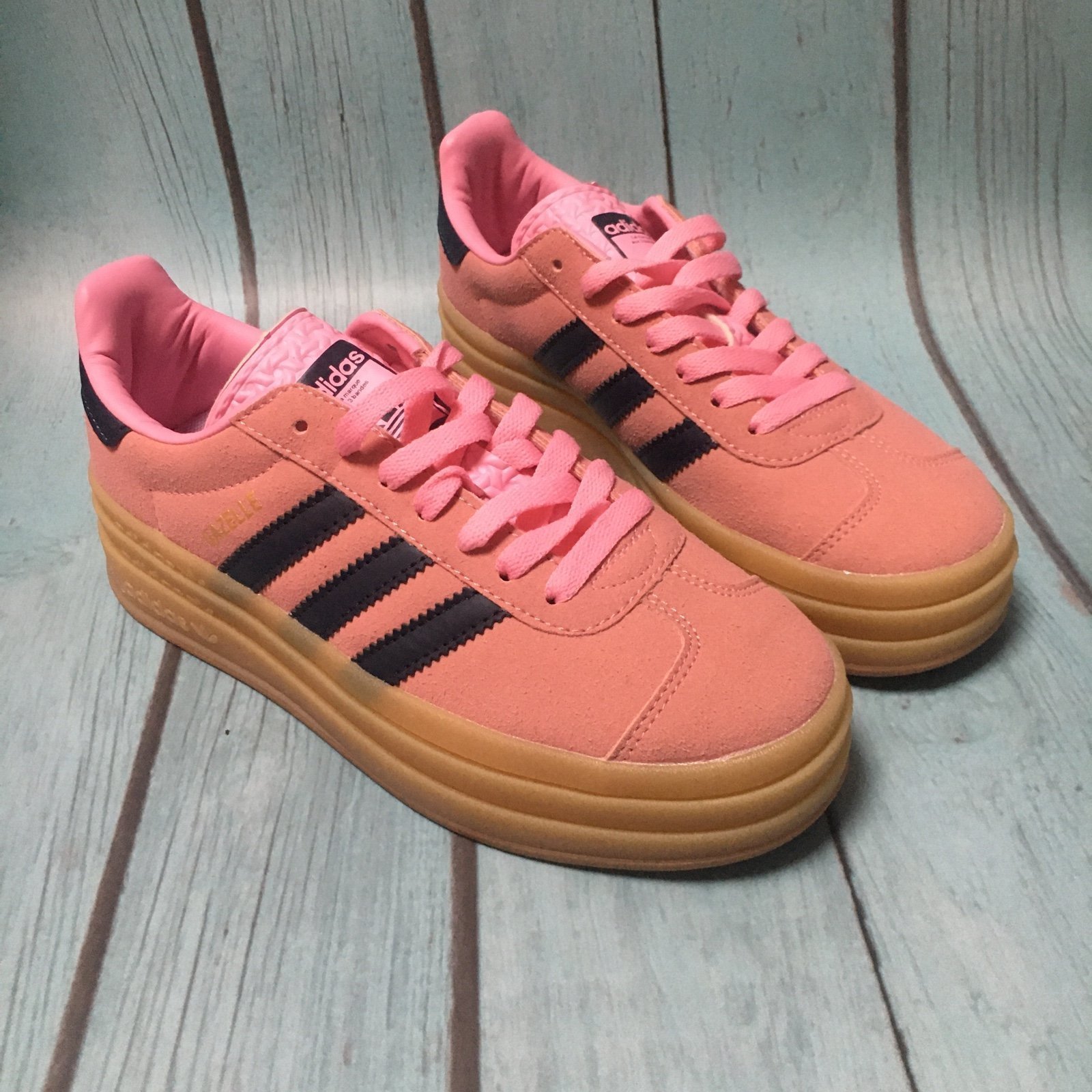 Adidas pink gazelle bold platform