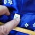 Chinese Embroidered Satin Kamono, women's size Large, black and blue