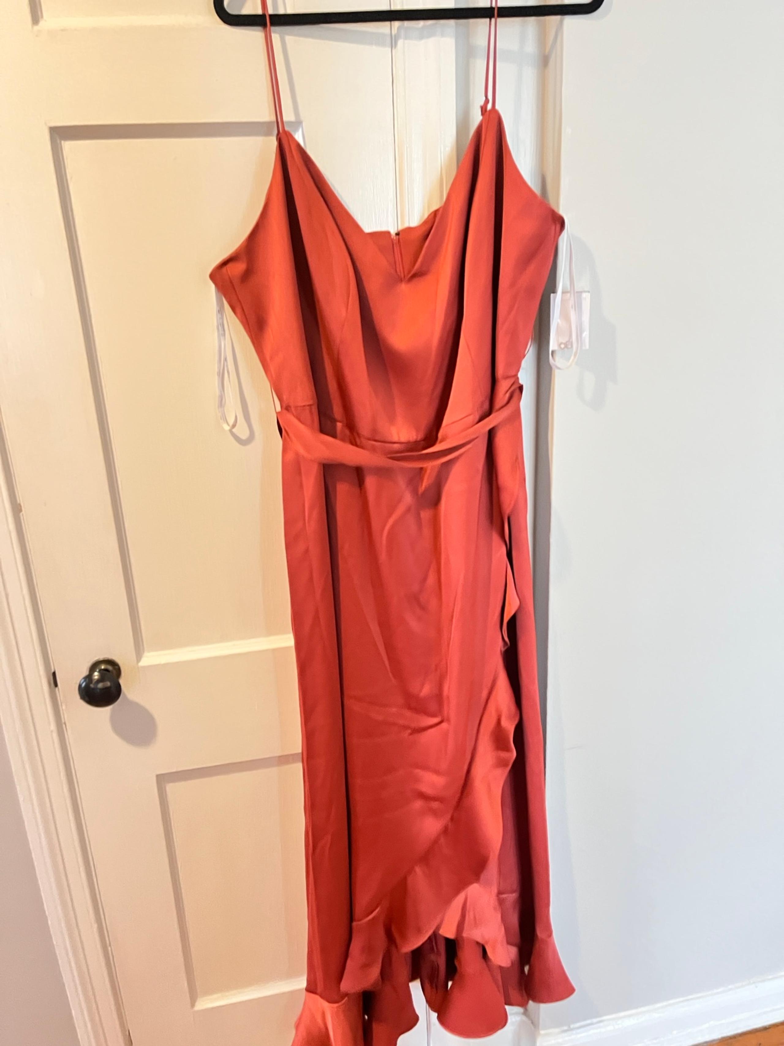 David Bridal’s chiffon ruffle high-low bridesmaid dress