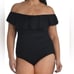 LA BLANCA 130 Island Goddess Off Shoulder Ruffle One Piece - Black 22W