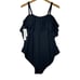 LA BLANCA 130 Island Goddess Off Shoulder Ruffle One Piece - Black 22W