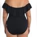 LA BLANCA 130 Island Goddess Off Shoulder Ruffle One Piece - Black 22W