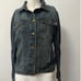 Vintage Moschino rustic side button sleeve cotton stretch denim Jacket, Size 12,