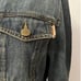 Vintage Moschino rustic side button sleeve cotton stretch denim Jacket, Size 12,