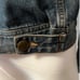 Vintage Moschino rustic side button sleeve cotton stretch denim Jacket, Size 12,