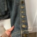 Vintage Moschino rustic side button sleeve cotton stretch denim Jacket, Size 12,