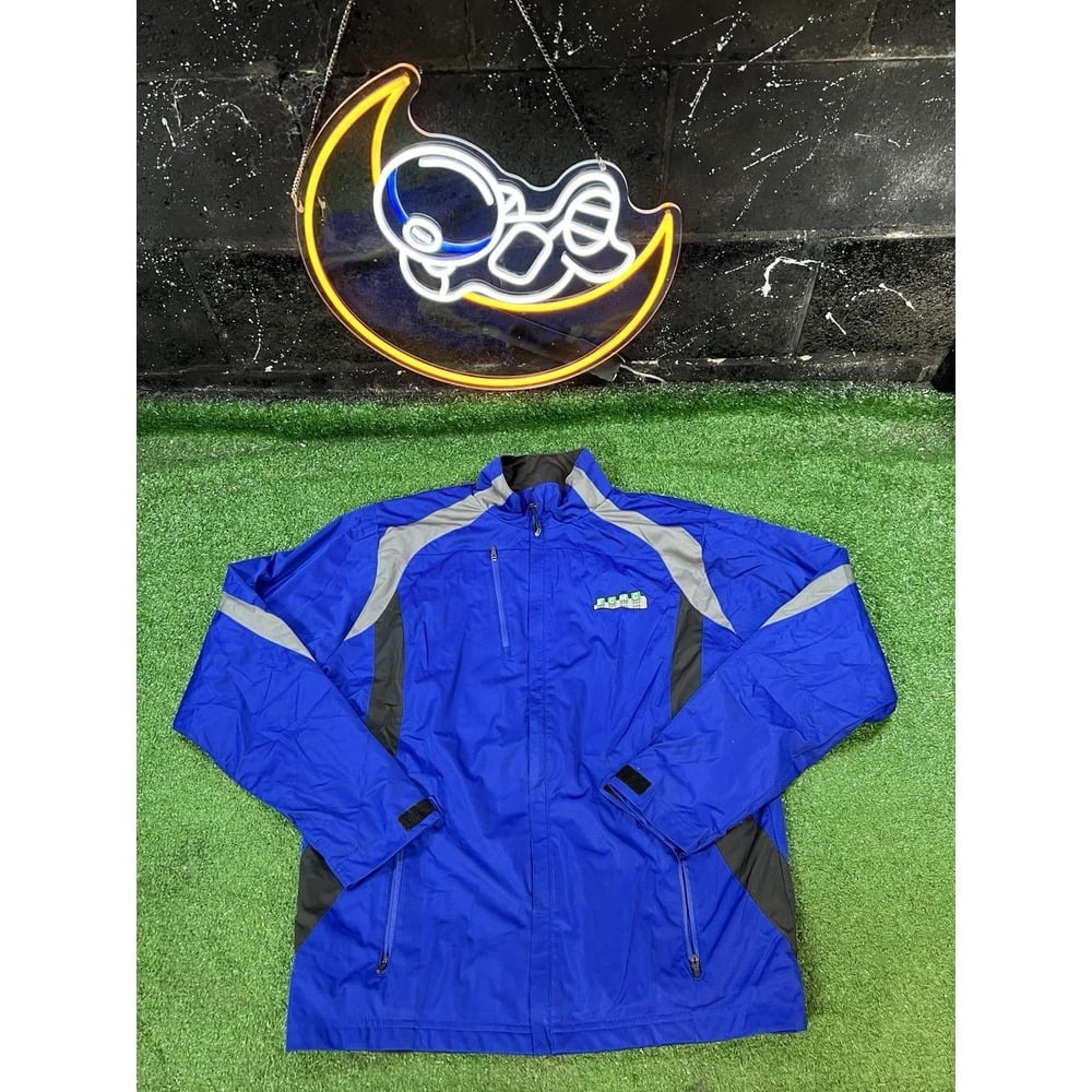 Antigua Blue Mens Lined Windbreaker Full Zip Up Jacket Size Medium MD