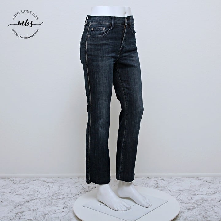 Pistola Dark Flare High Rise Wide Leg Jeans with Raw Hem
