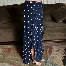 7th Avenue Design Studio~ Size Medium Blue & White Polka Dots Boho Pants~ (New)