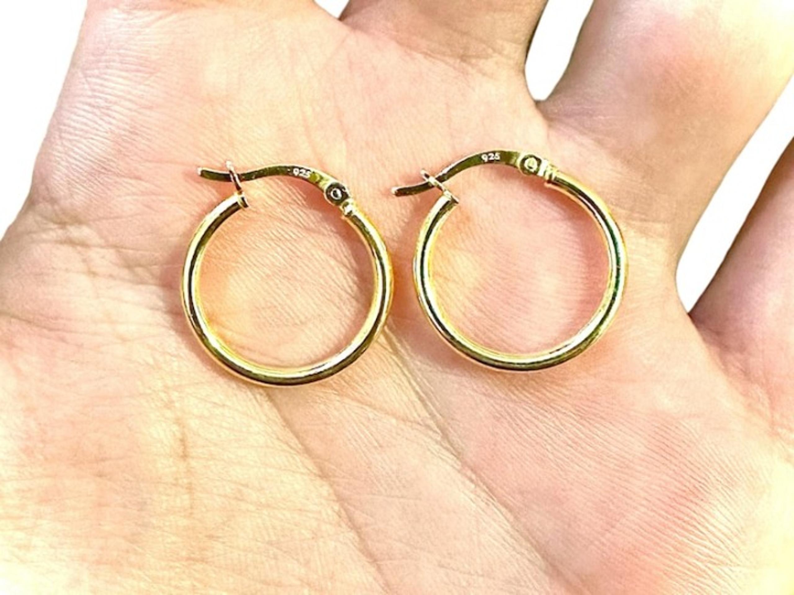 20mm Hoop 14k Gold Plated 925 Sterling Silver Earrings for Women