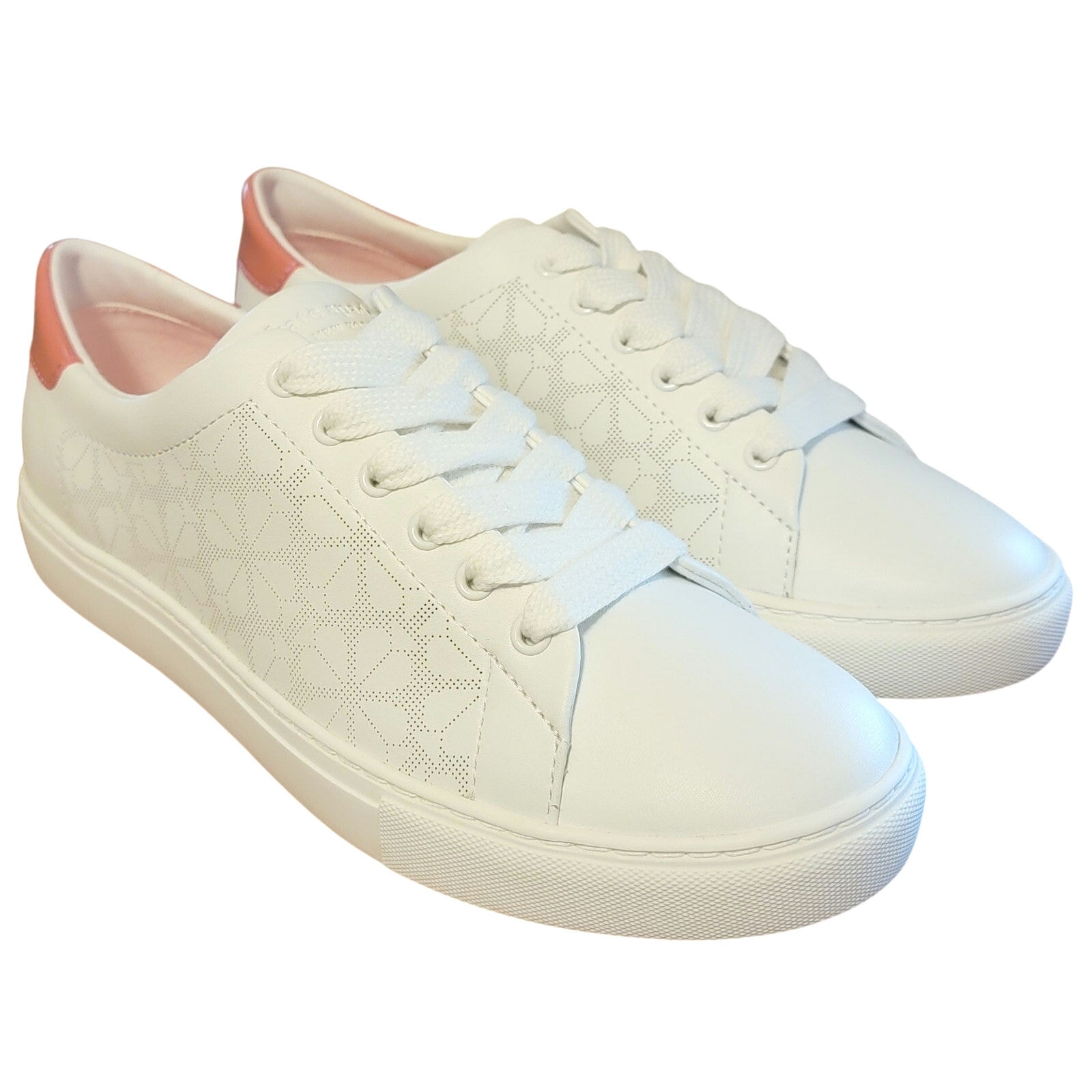 Kate Spade NY Women Audrey Low Top Sneakers Size US 9.5B Optic White Peach Melba