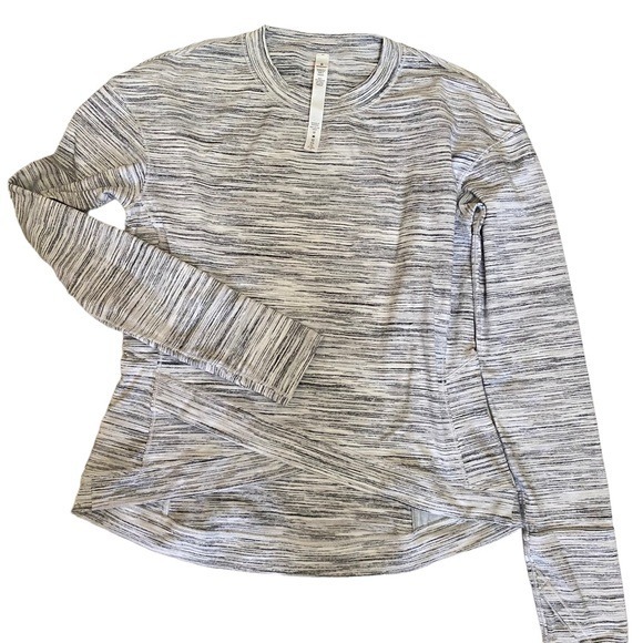 Lululemon Athleisure Top Large Long Sleeve Crewneck Hi Lo Hem Stripes