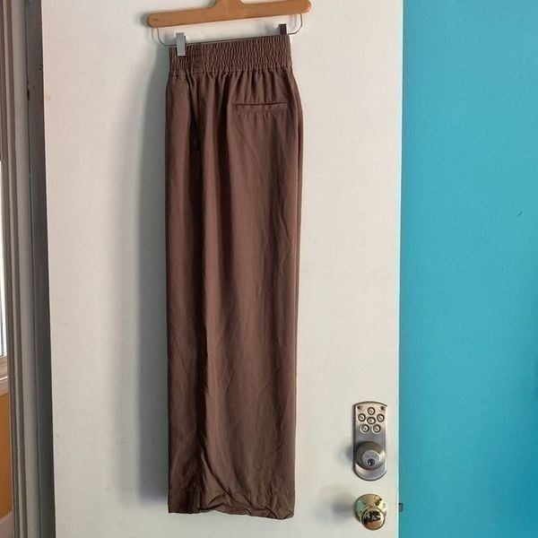 Madewell Size XS Drapeweave Carly Wide Leg Pull On Pants Castle Rock Light Brown