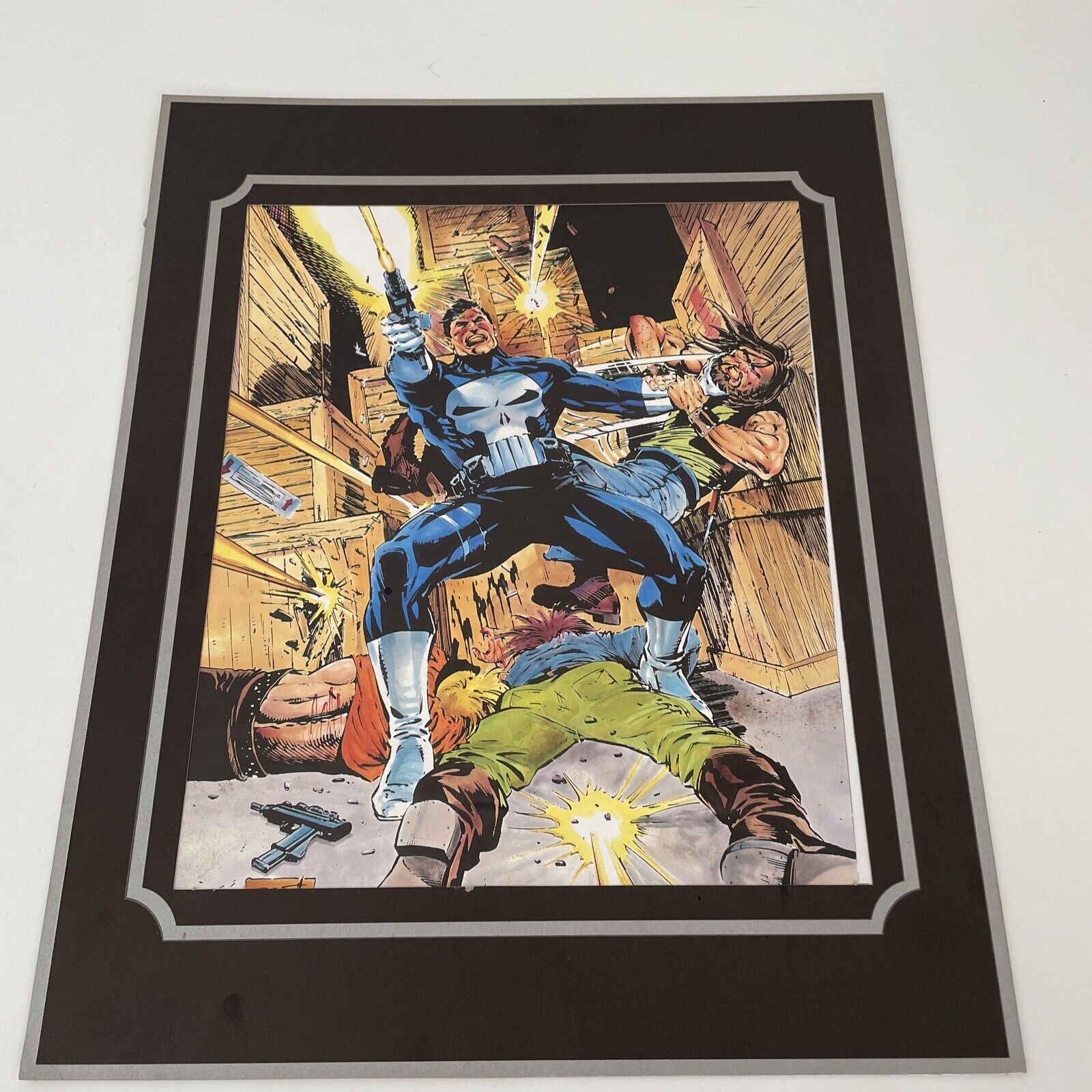 Vintage Marvel The Punisher 1989 Poster W/ Frame Signed L-10 X W-13