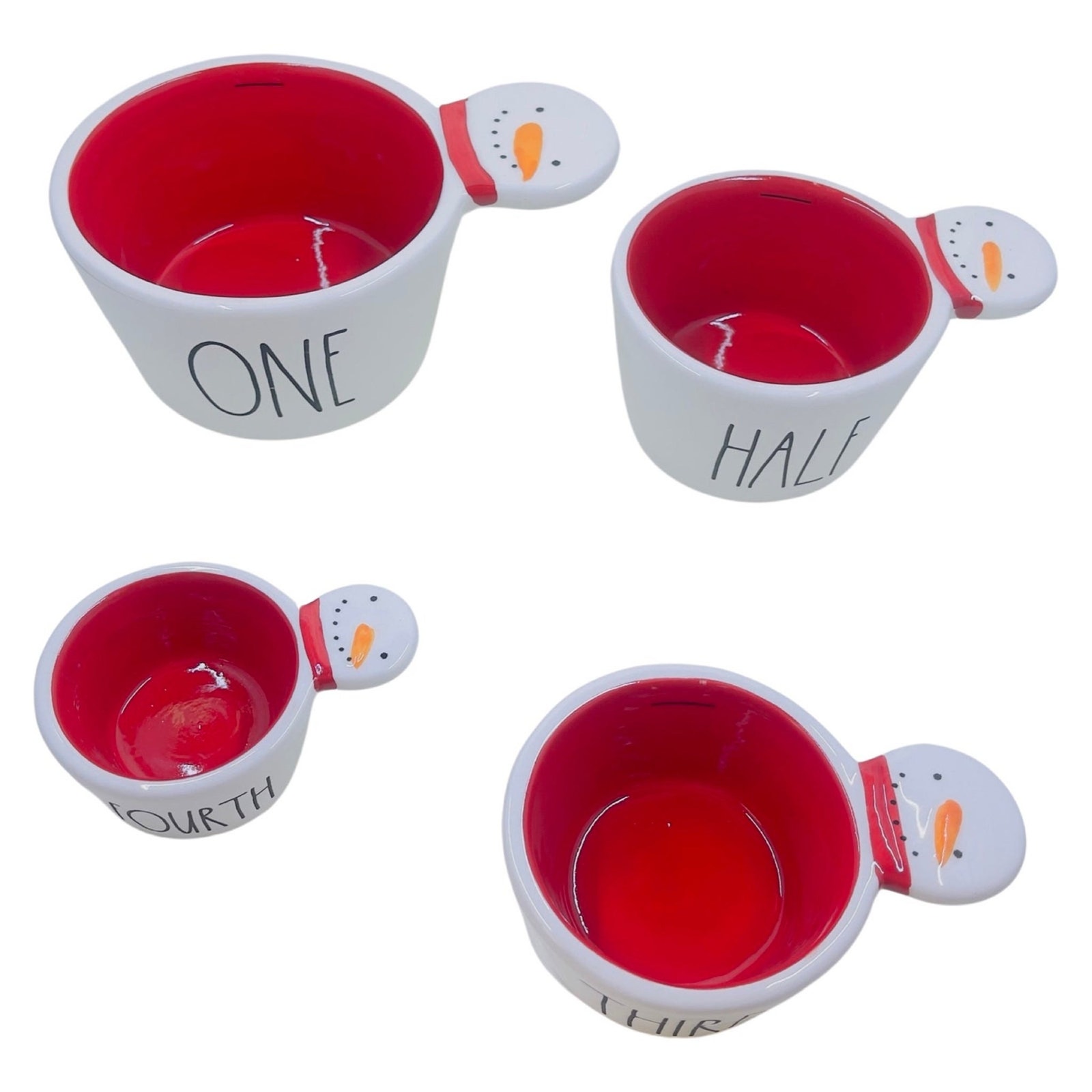 NWT Rae Dunn Snowman Measuring Cups - Set Of Four - Christmas Holiday Winter