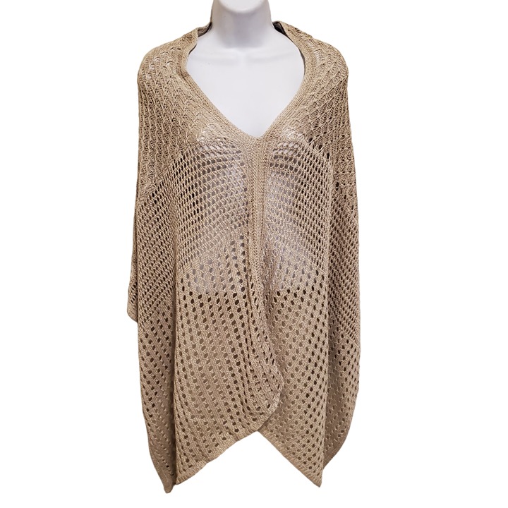 J. Jill Cream Crochet Shawl/Poncho Size: OS