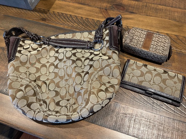 Coach C Logo Bag with wallet and change purse