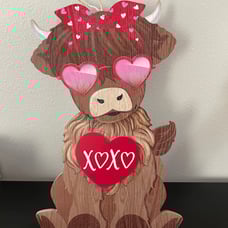 Hobby Lobby XOXO Highland Cow With Heart Sunglasses Wood Sign Decor NEW