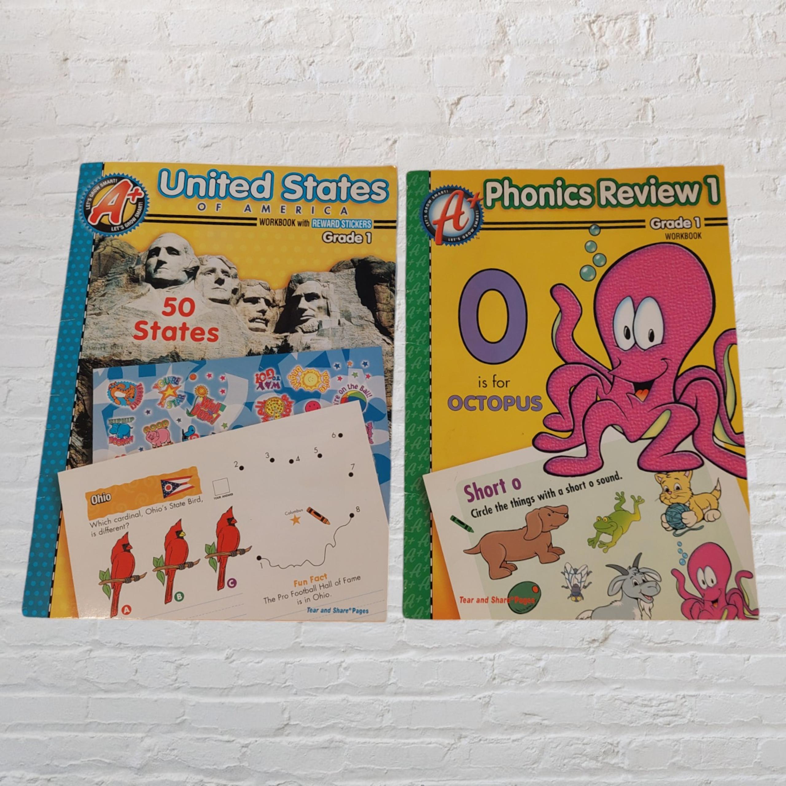 A+ Grade 1 Workbooks: United States Of America & Phonics Review 1