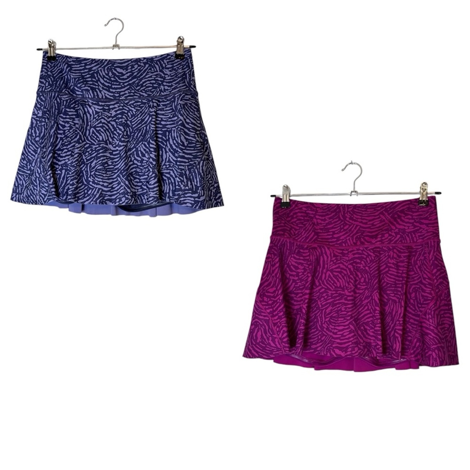 Athleta SET OF 2 Ace Printed Lined Tennis Skorts 13.5” Fiji Violet & Magnolia