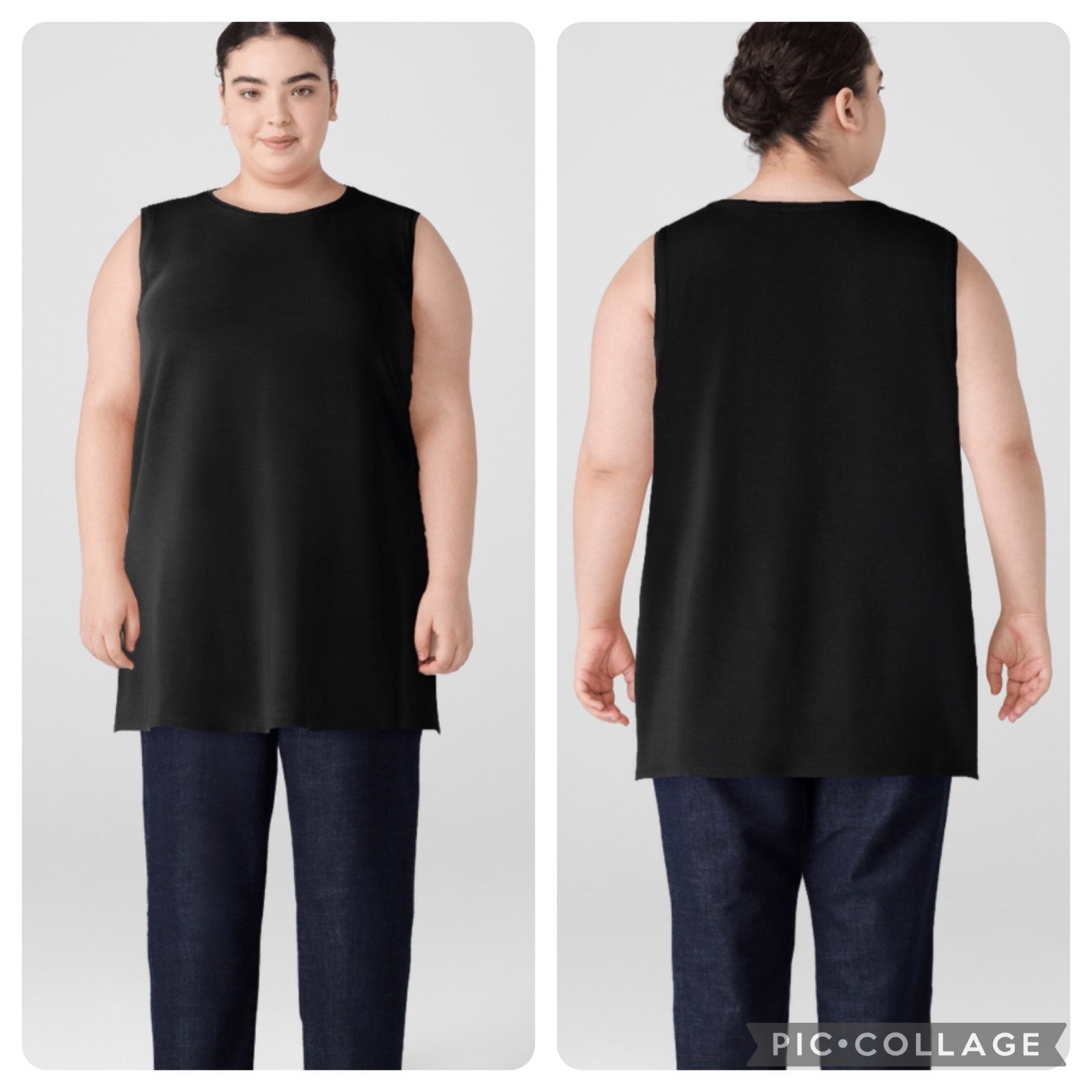 Eileen Fisher Stretch Jersey Knit Sleeveless Tank Black TFF Size 3X