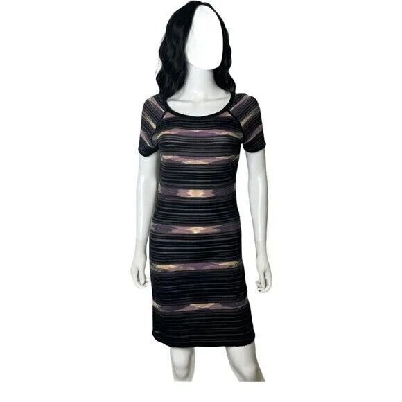 Missoni Orange Label Short Dress Womens 38 Black Ombre Cut Out Striped