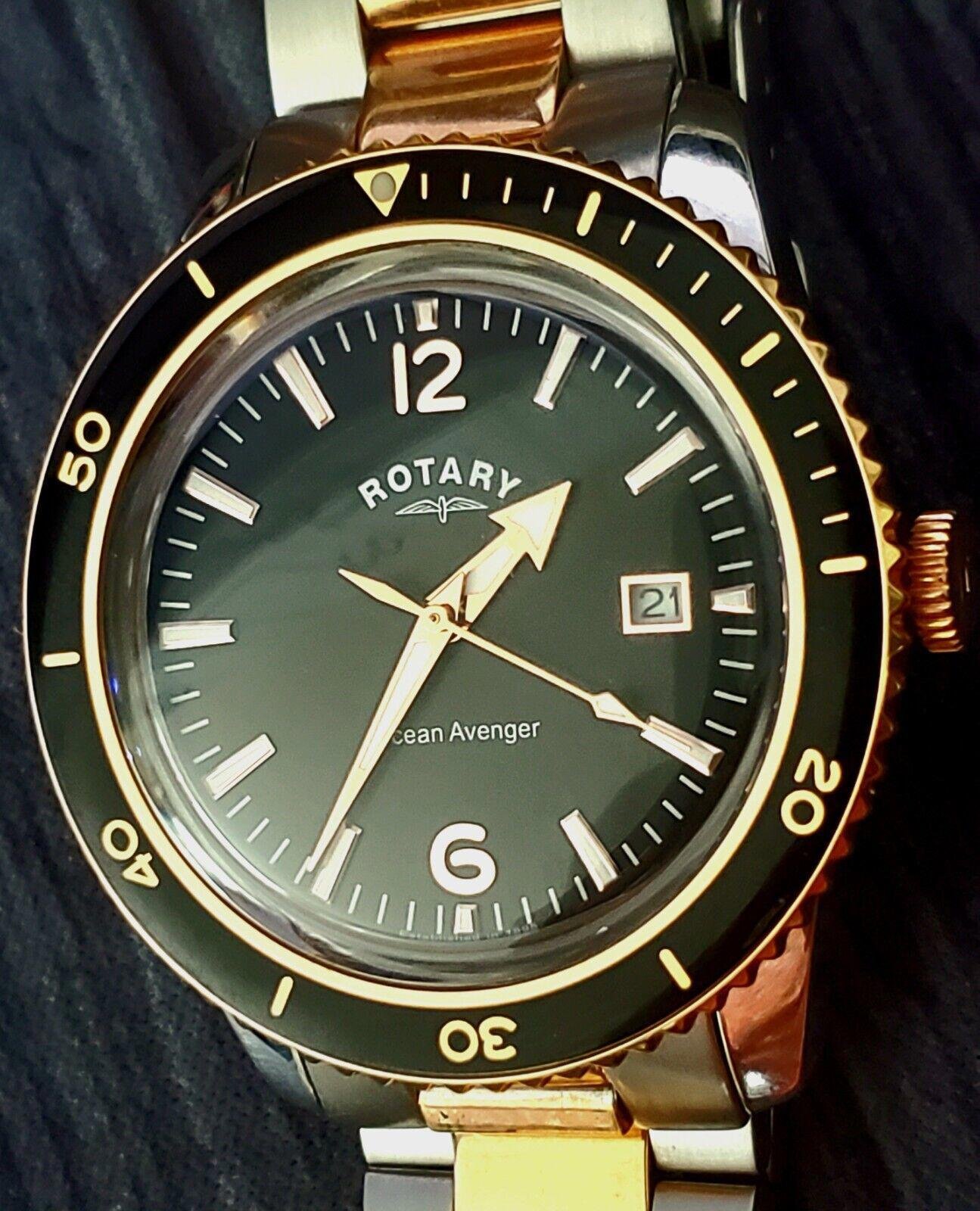 Rare GB0269504 Rotary Swiss Men's Ocean Avenger Dive Watch