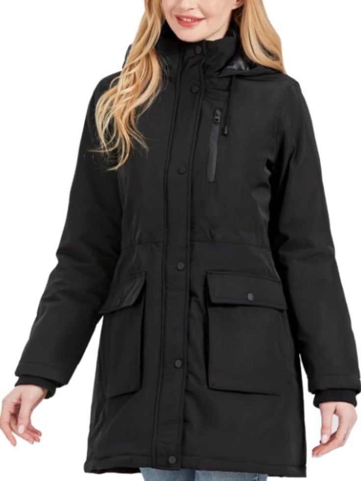 Anna Suhuan Black Slim fit Winter Jacket Hooded Womens Black Size 10 medium