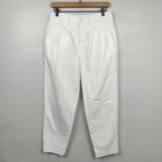 Ayr The Metropolitan Pants Womens 4 White Pleated Cotton Twill Straight Leg