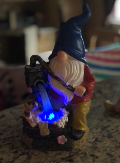 Garden Gnome Statue, Gnome Decoration for Yard with Blue Solar Light, Patio