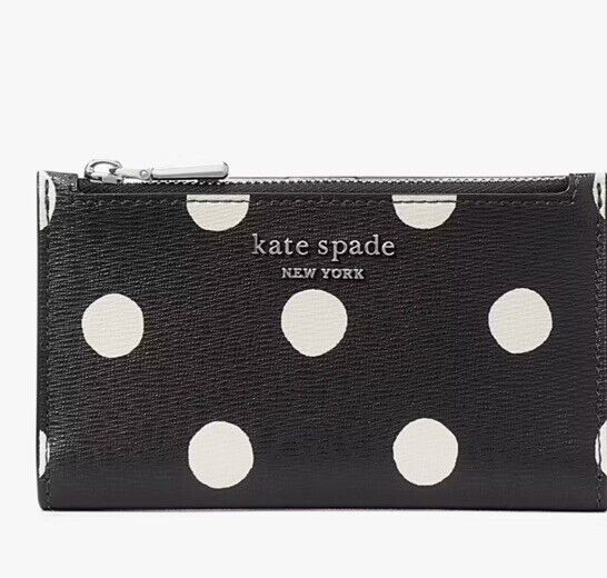 Kate Spade Morgan Morgan Sunshine Polka Dot Slim Bifold Wallet New