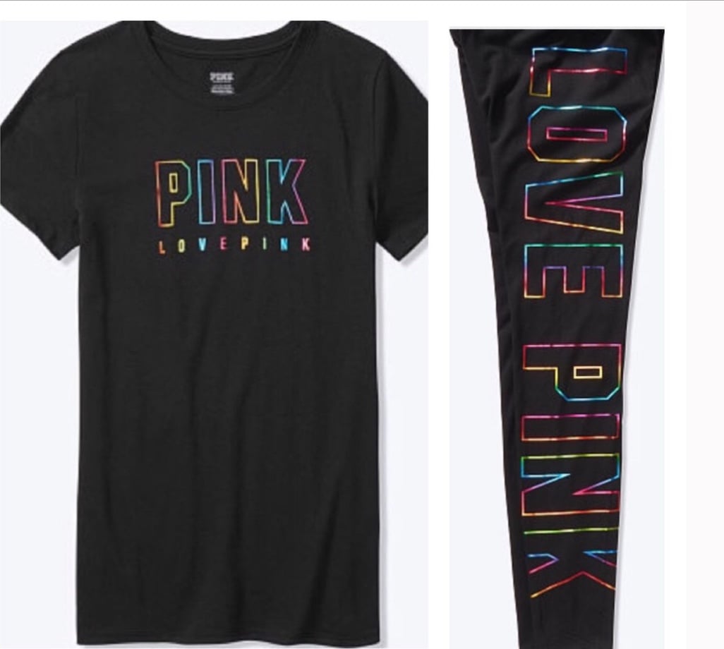 VS PINK Rainbow Metallic Logo Vintage