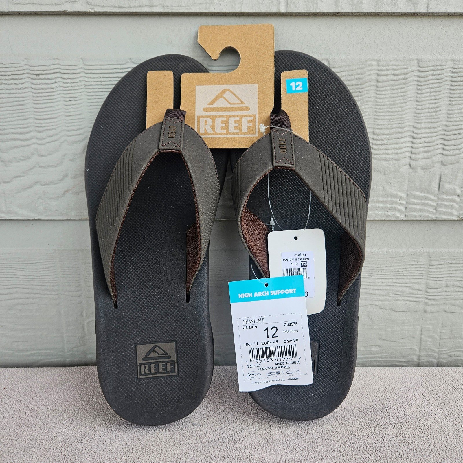 Reef Phantom II 2 Flip Flop Sandal Dark Brown CJ0575 Men SZ 12 Slip-On Arch