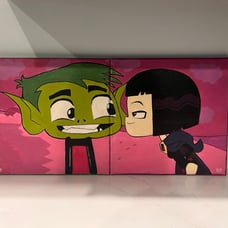 Teen titans go Acrylic Paintings| 2 piece canvas set| Beast boy and Raven