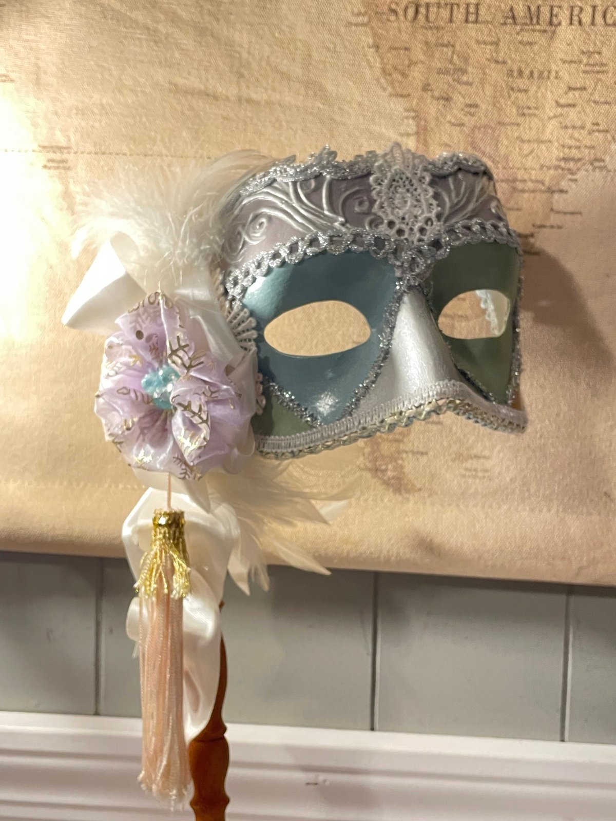 Katherine’s Collections Retired Masquerade Mask Teal White Purple